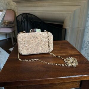 Elegant Cork Clutch with Gold Chain